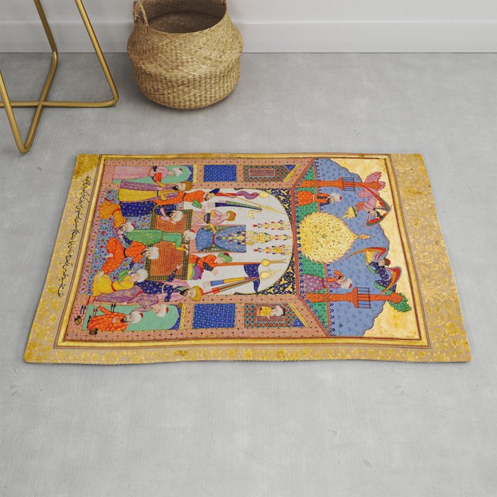  Karkhi, porter at the tomb of Imam Riza, being honoured Islamic Antique Art  Rug Gallery Image 1