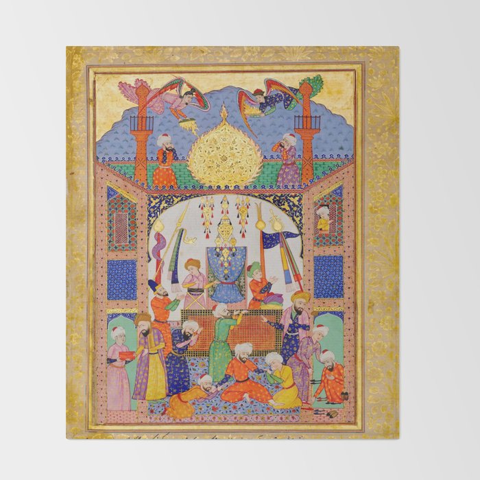  Karkhi, porter at the tomb of Imam Riza, being honoured Islamic Antique Art  Throw Blanket Gallery Image 2