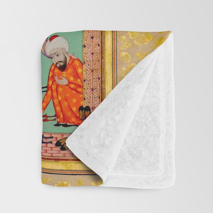  Karkhi, porter at the tomb of Imam Riza, being honoured Islamic Antique Art  Throw Blanket Gallery Image 3
