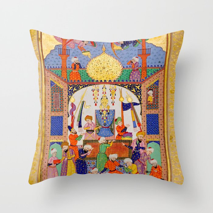  Karkhi, porter at the tomb of Imam Riza, being honoured Islamic Antique Art  Throw Pillow Gallery Image 6