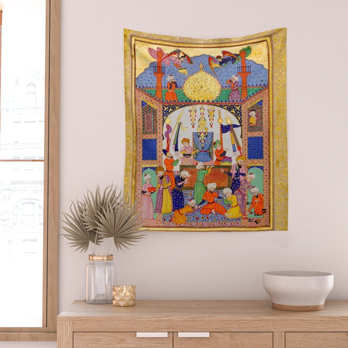  Karkhi, porter at the tomb of Imam Riza, being honoured Islamic Antique Art  Wall Tapestry Gallery Image 2