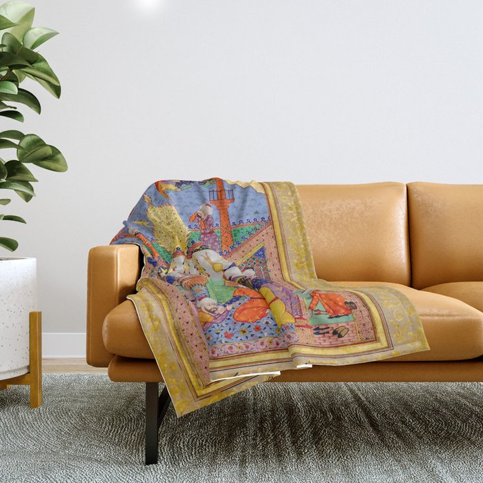  Karkhi, porter at the tomb of Imam Riza, being honoured Islamic Antique Art  Throw Blanket Gallery Image 1