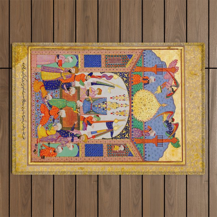  Karkhi, porter at the tomb of Imam Riza, being honoured Islamic Antique Art  Outdoor Rug Gallery Image 1