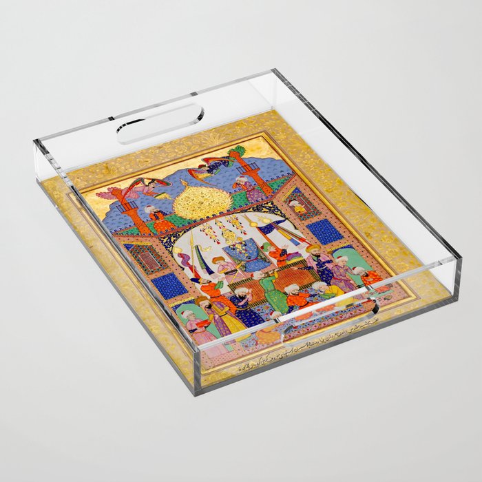  Karkhi, porter at the tomb of Imam Riza, being honoured Islamic Antique Art  Acrylic Tray Gallery Image 1