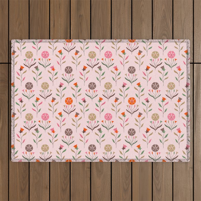 Folk Meadow - Spring Blush Outdoor Rug Gallery Image 1