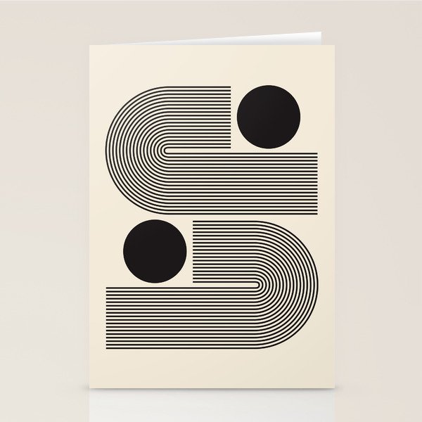Abstraction_BLACK_LINE_DOT_POP_ART_Minimalism_004D Stationery Card Gallery Image 1