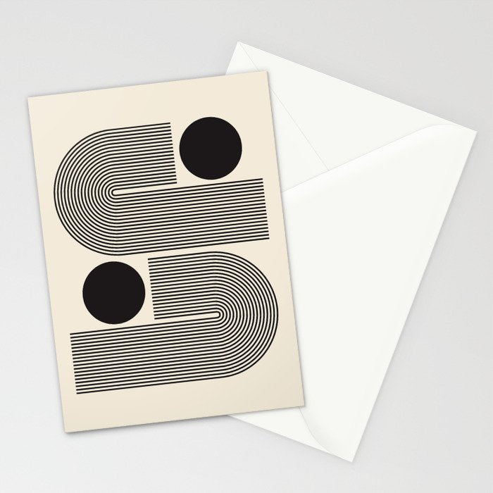 Abstraction_BLACK_LINE_DOT_POP_ART_Minimalism_004D Stationery Card Gallery Image 2