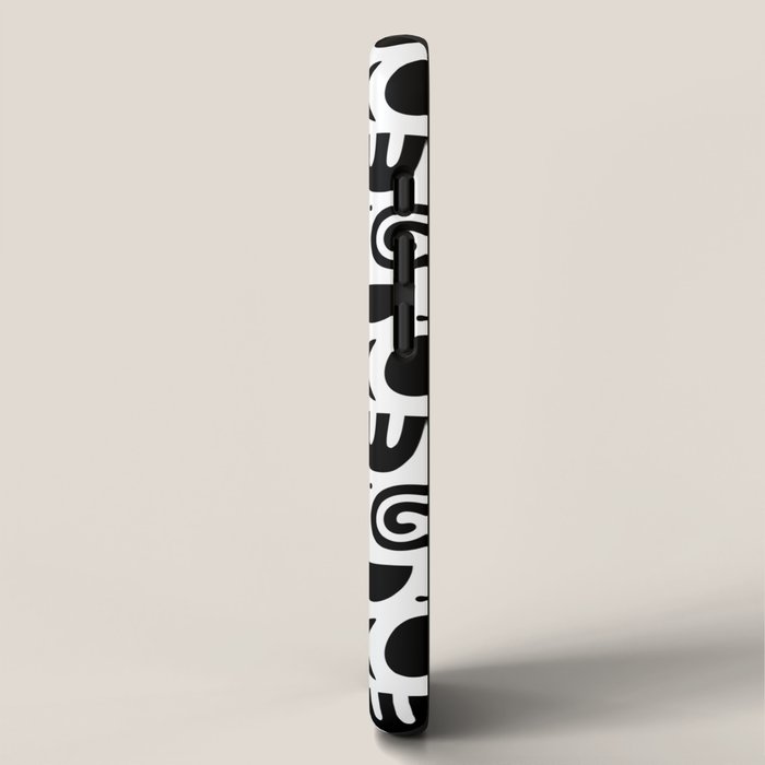 Black abstract organic shape doodle pattern iPhone Case Gallery Image 2