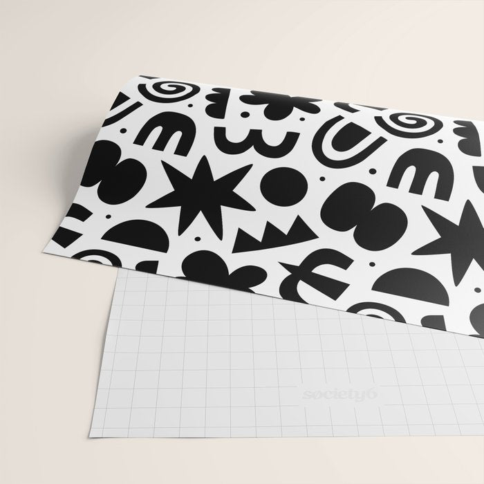Black abstract organic shape doodle pattern Wrapping Paper Gallery Image 2