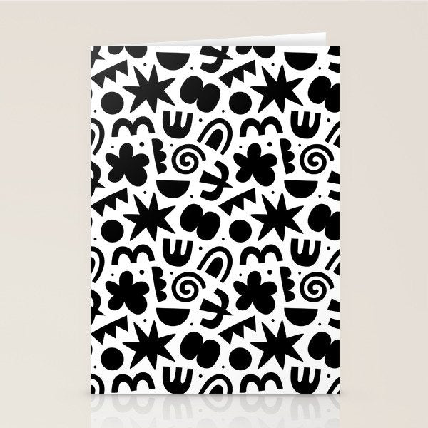Black abstract organic shape doodle pattern Stationery Card Gallery Image 2