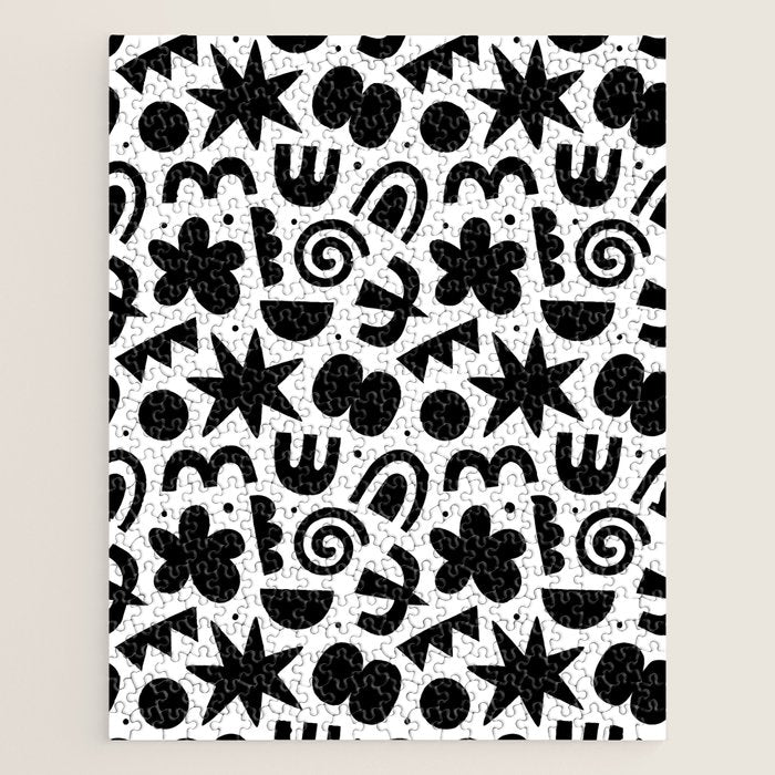 Black abstract organic shape doodle pattern Jigsaw Puzzle Gallery Image 1