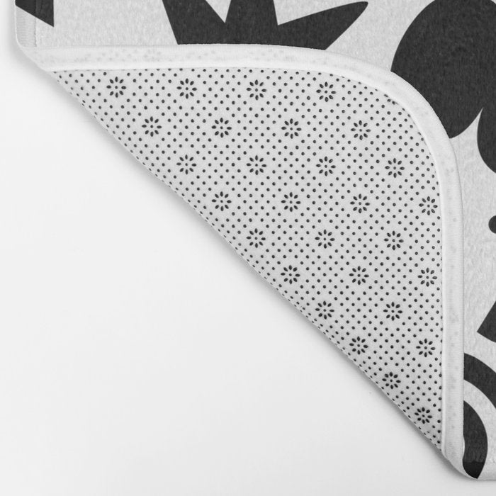 Black abstract organic shape doodle pattern Bath Mat Gallery Image 2