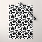 Black abstract organic shape doodle pattern Wrapping Paper Gallery Image 1