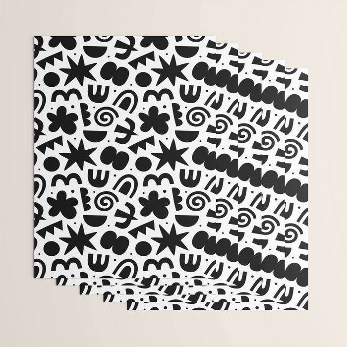 Black abstract organic shape doodle pattern Wrapping Paper Gallery Image 3