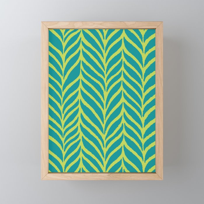 Palm Leaves Pattern Turquoise and Green Mini Art Print Gallery Image 1