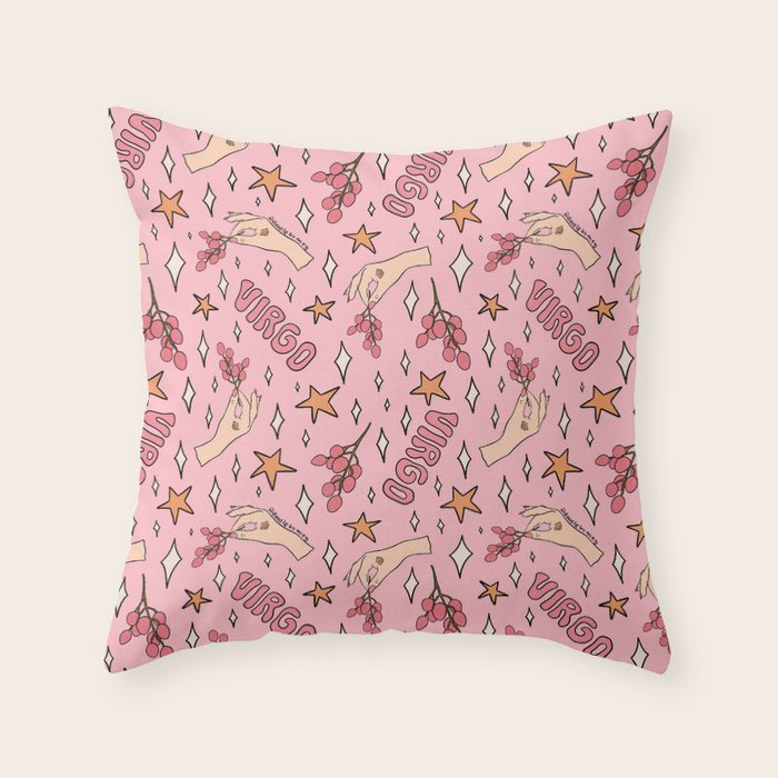 Virgo Lychee Print Throw Pillow Gallery Image 1