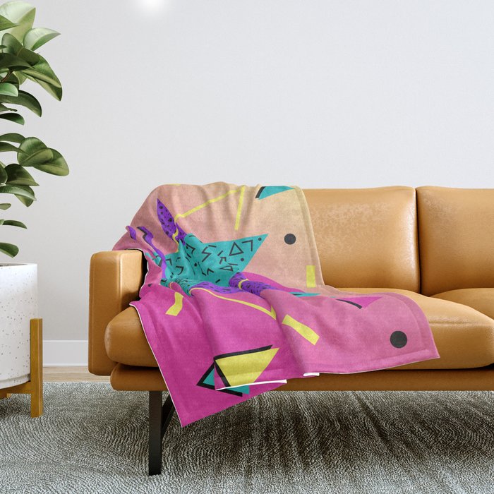 Memphis pattern 107 - 80s / 90s Retro Throw Blanket Gallery Image 1
