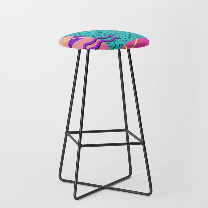 Memphis pattern 107 - 80s / 90s Retro Stool Gallery Image 1