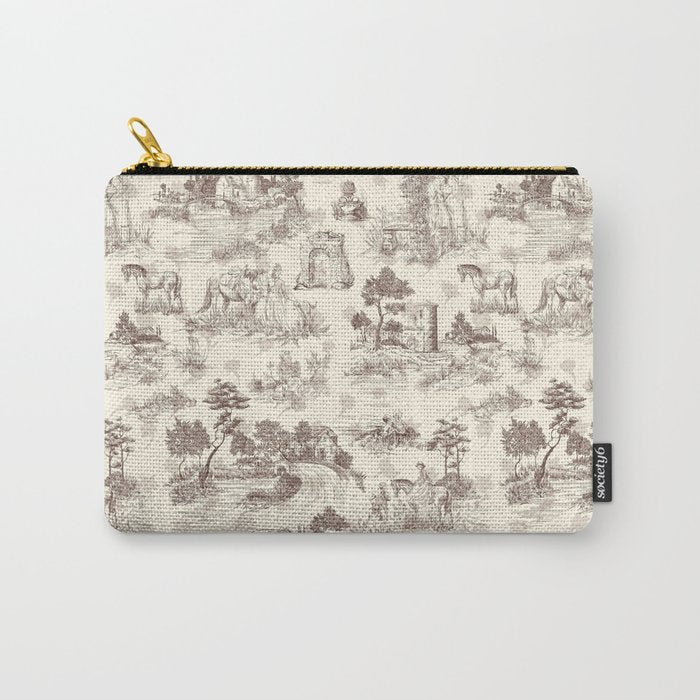 Toile de Jouy Vintage French Sepia Romantic Pastoral  Carry All Pouch Gallery Image 1