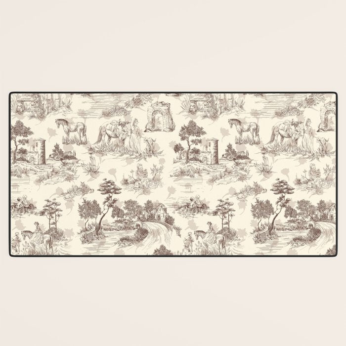 Toile de Jouy Vintage French Sepia Romantic Pastoral  Desk Mat Gallery Image 3