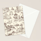 Toile de Jouy Vintage French Sepia Romantic Pastoral  Stationery Card Gallery Image 2