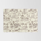 Toile de Jouy Vintage French Sepia Romantic Pastoral  Rug Gallery Image 2