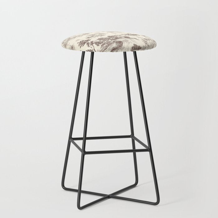 Toile de Jouy Vintage French Sepia Romantic Pastoral  Stool Gallery Image 1