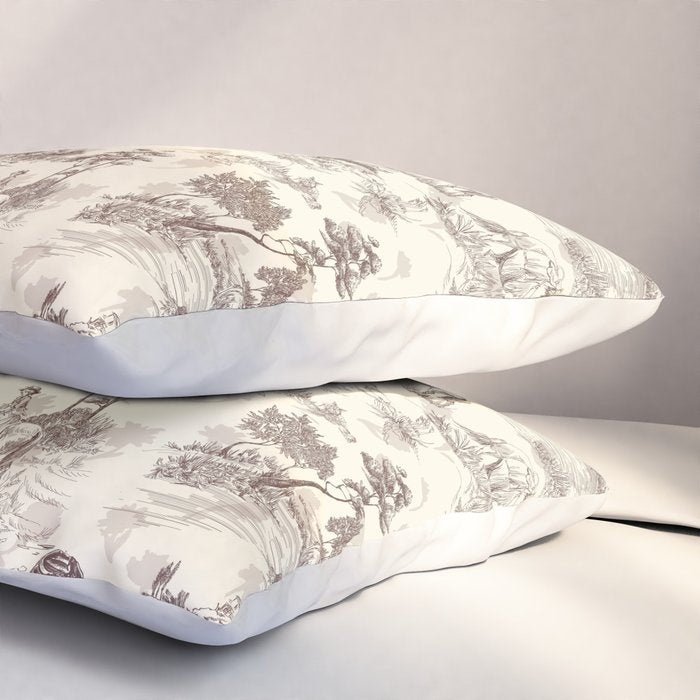 Toile de Jouy Vintage French Sepia Romantic Pastoral  Pillow Sham Gallery Image 3