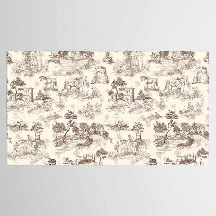 Toile de Jouy Vintage French Sepia Romantic Pastoral  Tablecloth Gallery Image 2