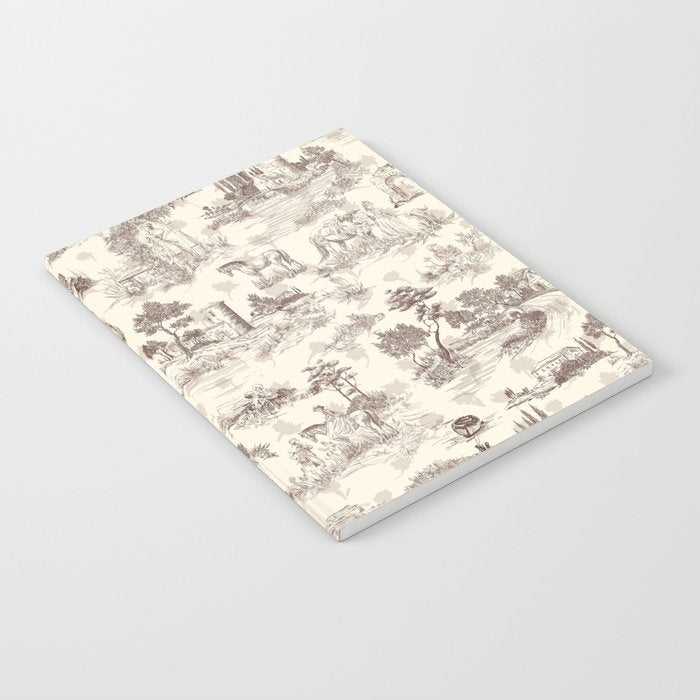 Toile de Jouy Vintage French Sepia Romantic Pastoral  Notebook Gallery Image 1