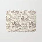 Toile de Jouy Vintage French Sepia Romantic Pastoral  Bath Mat Gallery Image 1