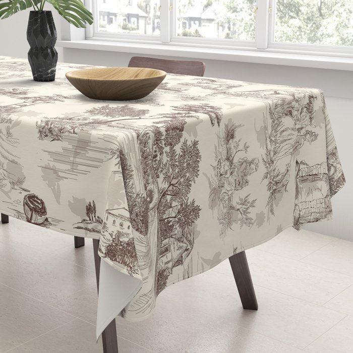 Toile de Jouy Vintage French Sepia Romantic Pastoral  Tablecloth Gallery Image 3