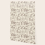 Toile de Jouy Vintage French Sepia Romantic Pastoral  Wallpaper Gallery Image 2