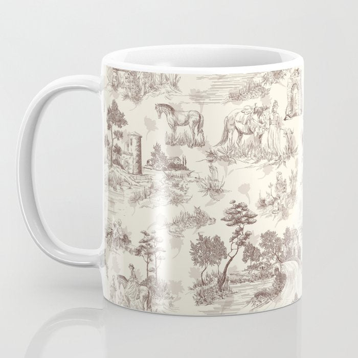 Toile de Jouy Vintage French Sepia Romantic Pastoral  Coffee Mug Gallery Image 3