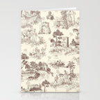 Toile de Jouy Vintage French Sepia Romantic Pastoral  Stationery Card Gallery Image 2