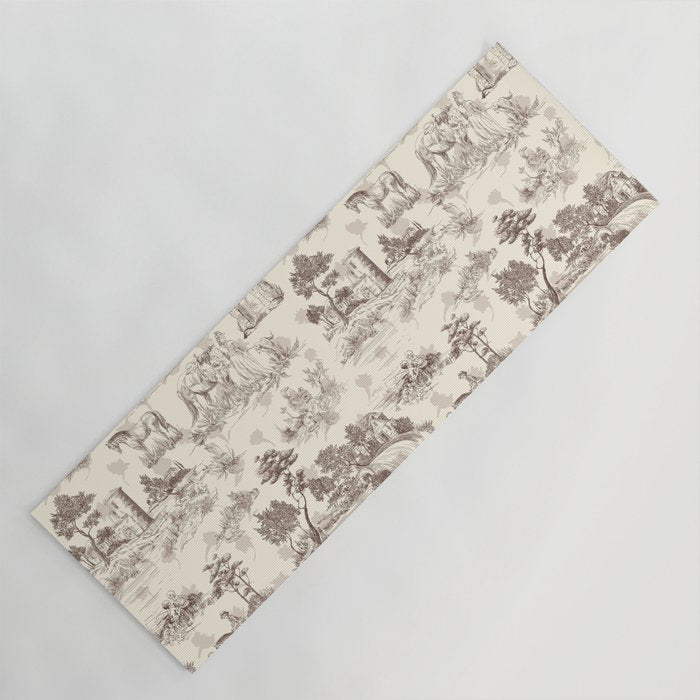 Toile de Jouy Vintage French Sepia Romantic Pastoral  Yoga Mat Gallery Image 1