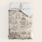 Toile de Jouy Vintage French Sepia Romantic Pastoral  Duvet Cover Gallery Image 6