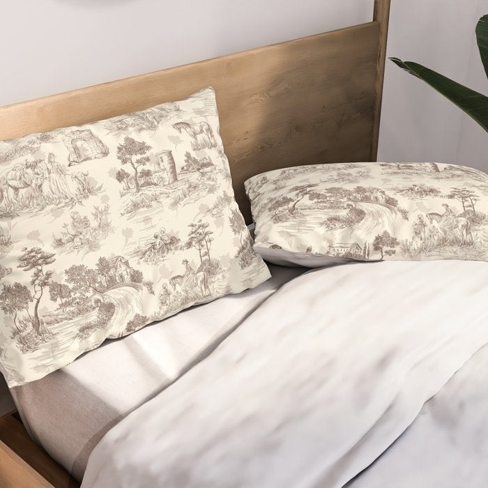 Toile de Jouy Vintage French Sepia Romantic Pastoral  Pillow Sham Gallery Image 2