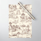 Toile de Jouy Vintage French Sepia Romantic Pastoral  Wrapping Paper Gallery Image 1