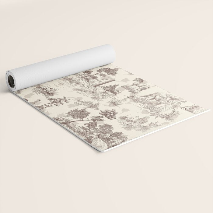 Toile de Jouy Vintage French Sepia Romantic Pastoral  Yoga Mat Gallery Image 2