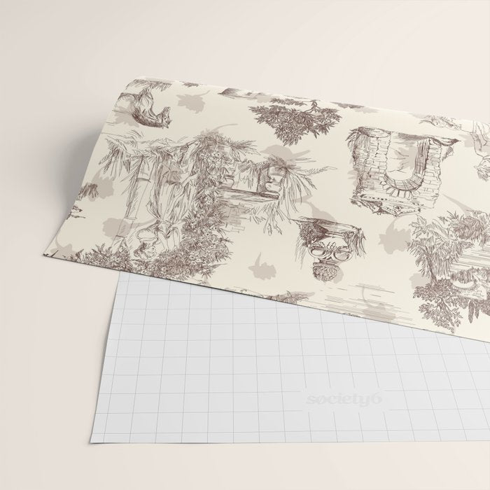 Toile de Jouy Vintage French Sepia Romantic Pastoral  Wrapping Paper Gallery Image 2