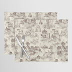 Toile de Jouy Vintage French Sepia Romantic Pastoral  Placemat Gallery Image 1