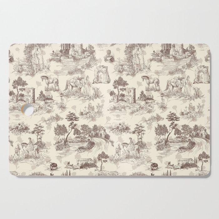Toile de Jouy Vintage French Sepia Romantic Pastoral  Cutting Board Gallery Image 1