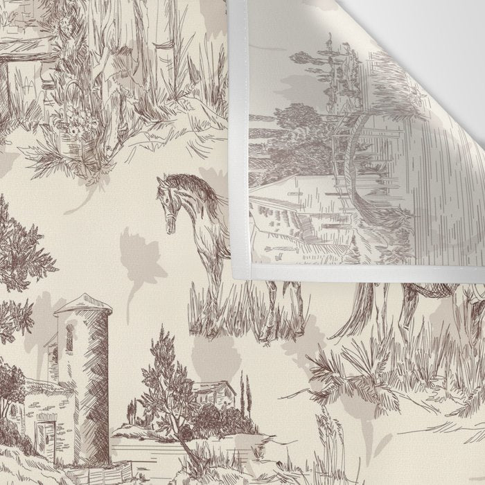 Toile de Jouy Vintage French Sepia Romantic Pastoral  Wall Tapestry Gallery Image 3