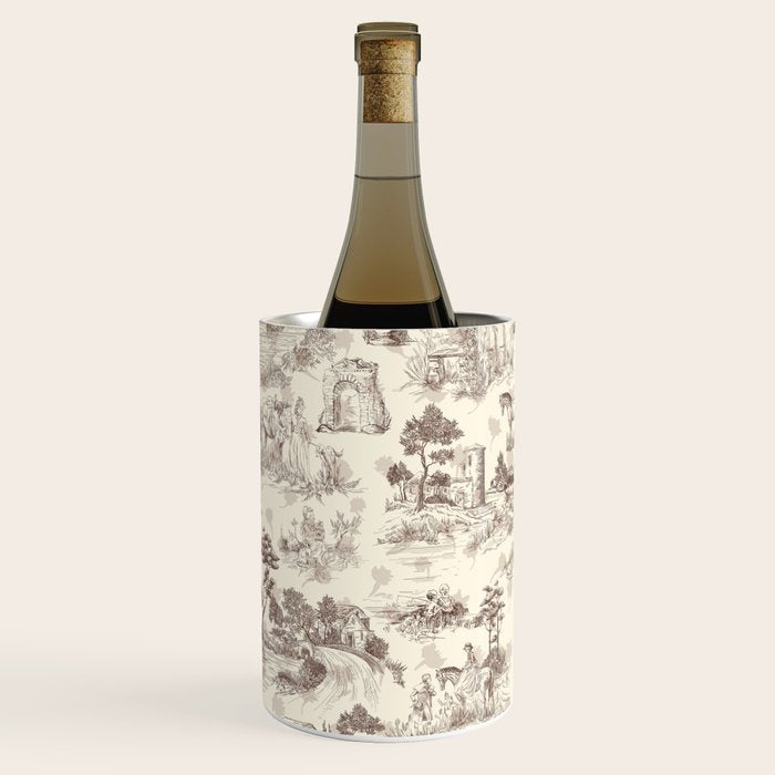 Toile de Jouy Vintage French Sepia Romantic Pastoral  Wine Chiller Gallery Image 1