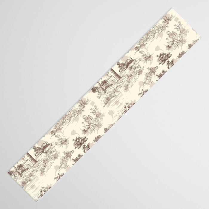 Toile de Jouy Vintage French Sepia Romantic Pastoral  Table Runner Gallery Image 3