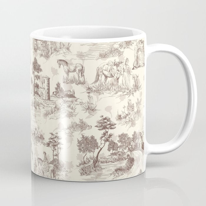 Toile de Jouy Vintage French Sepia Romantic Pastoral  Coffee Mug Gallery Image 1