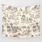 Toile de Jouy Vintage French Sepia Romantic Pastoral  Wall Tapestry Gallery Image 4