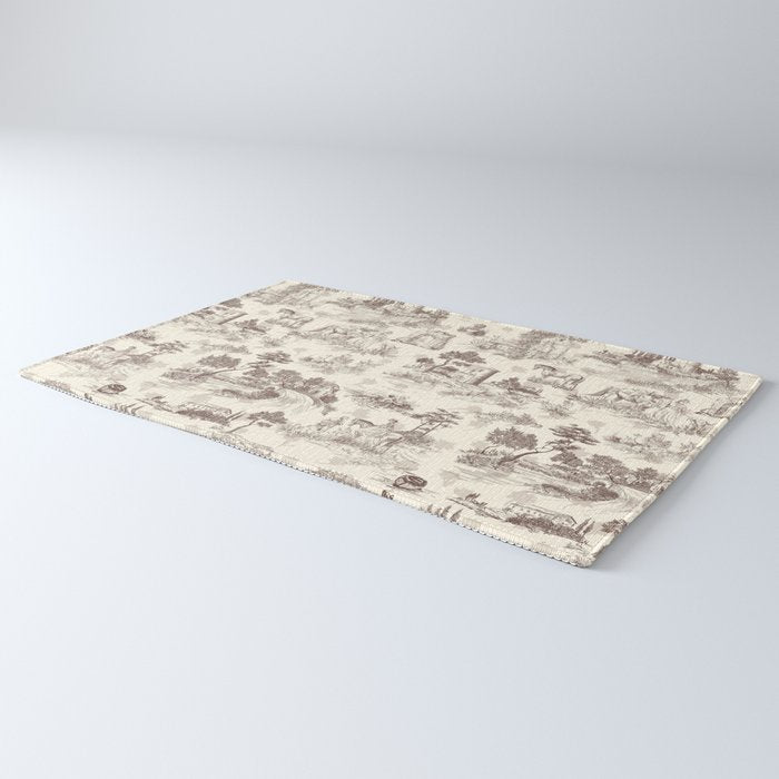 Toile de Jouy Vintage French Sepia Romantic Pastoral  Rug Gallery Image 3