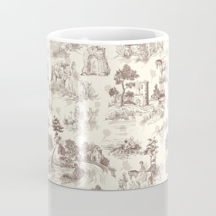 Toile de Jouy Vintage French Sepia Romantic Pastoral  Coffee Mug Gallery Image 4
